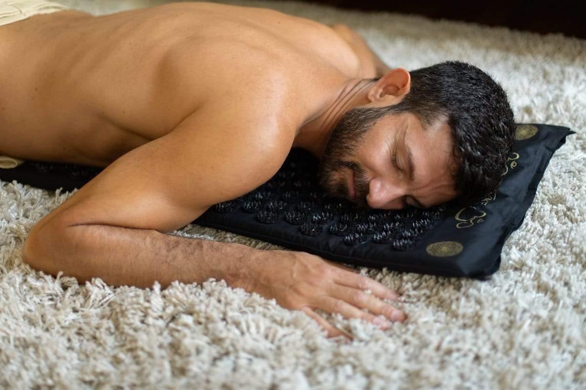 Acupressure mat helps with headaches